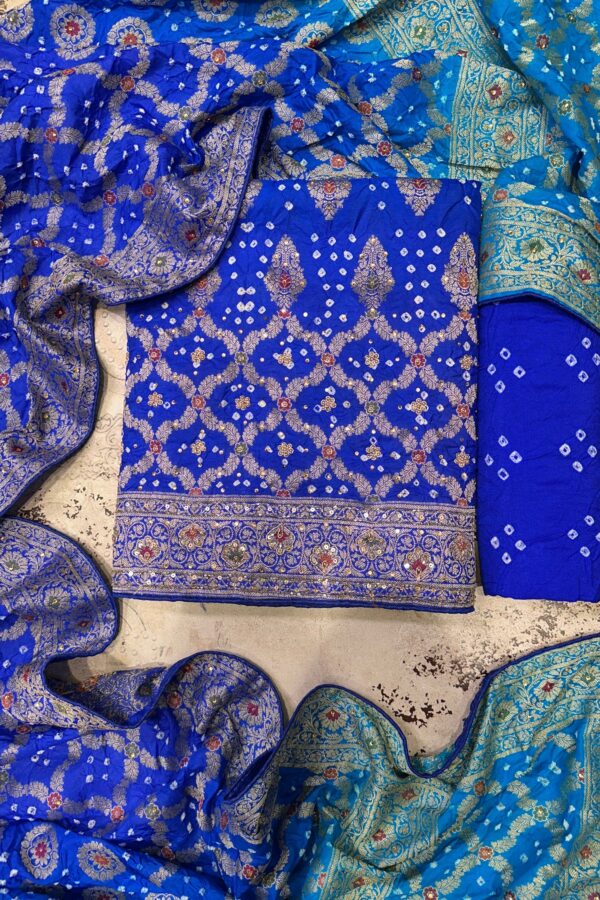 Traditional Charm Pure Bandhani Unstitched suit set