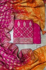 Traditional Charm Pure Bandhani Unstitched suit set