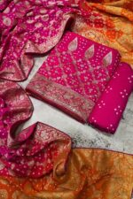 Traditional Charm Pure Bandhani Unstitched suit set