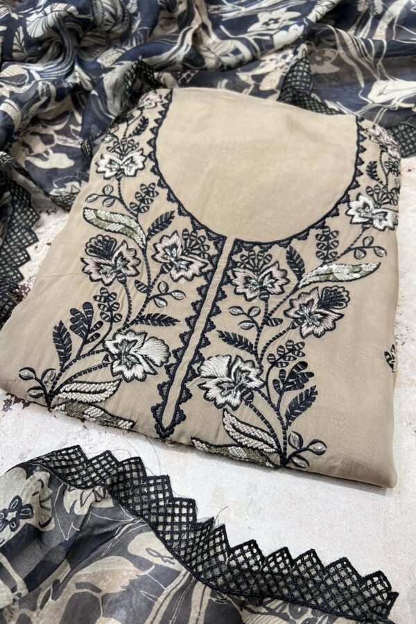 Exquisite Organza Pakistani Unstitched Suit Set
