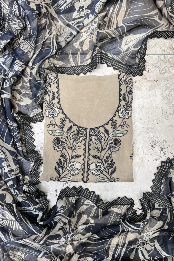 Exquisite Organza Pakistani Unstitched Suit Set