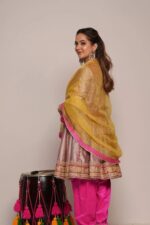 Pakistani anarkali salwaar suit with contrast duapatta