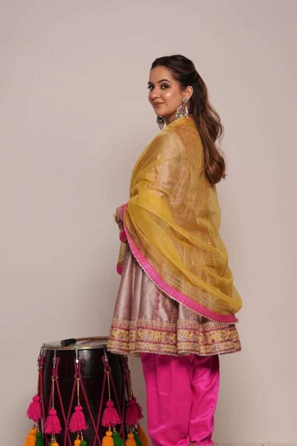 Pakistani anarkali salwaar suit with contrast duapatta