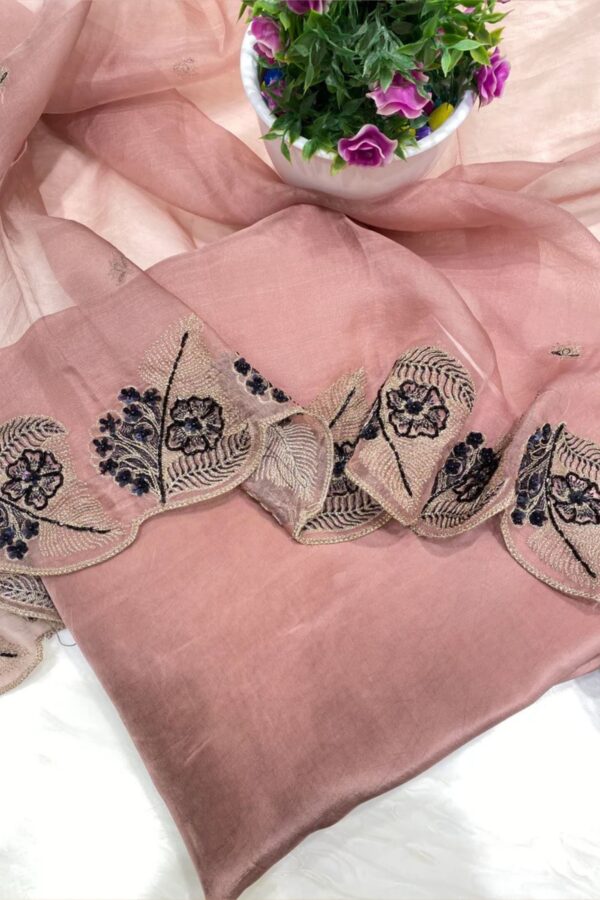 Peacock Elegance: Hand-Embroidered Organza Pakistani Suit
