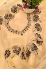 Peacock Elegance: Hand-Embroidered Organza Pakistani Suit