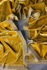 Micro Velvet Mustard Embroidered Unstiched Suit