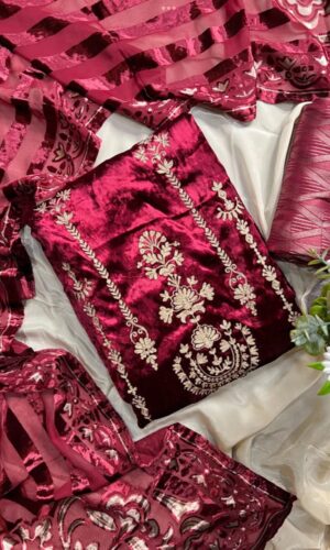 Cherry Hued Unstiched Pakistani Suit