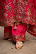 Hot Pink Achkan Style Plazo Suit With Odhani Dupatta