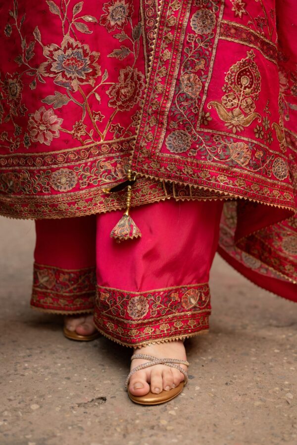 Hot Pink Achkan Style Plazo Suit With Odhani Dupatta
