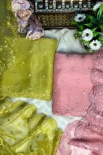 Soft Hued Pure Organza Unstitched Pakistani Style Suit