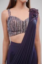 Subtle Glam Drape Saree with Hand stitched Onion Coloured Sequined Blouse
