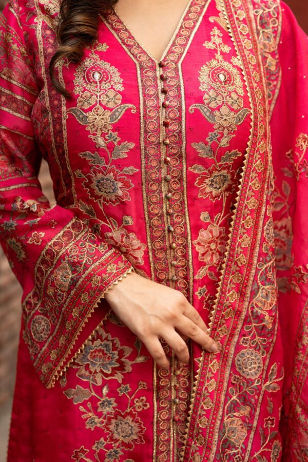 Hot Pink Achkan Style Plazo Suit With Odhani Dupatta