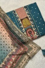 Fluorescent Pakistani Pure Digital Handcrafted Unstitched Suit.