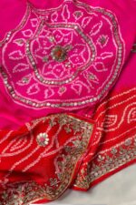 Turkey Red Pure Bandhej Unstitched Suit with Handcrafted Details