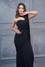 Elegant Black Indo Western style with Off Shoulder