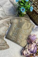 Banaras Tissue with Hand Stitched Sequin Work  Unstitched Party Suit