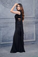 Elegant Black Indo Western style with Off Shoulder