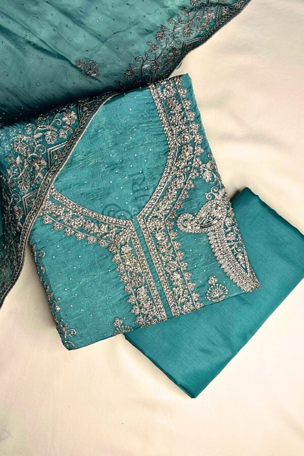 Organza Pakistani Suits with Silver Embroidery