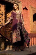 Purple Achkan Style Plazo Suit With Digital Prints And Dupatta