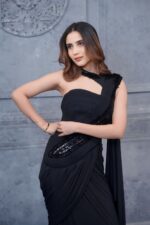 Elegant Black Indo Western style with Off Shoulder
