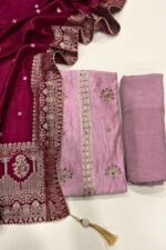 Elegant Maheshwari Silk Traditional Suit with Contrast Banarasi Dupatta
