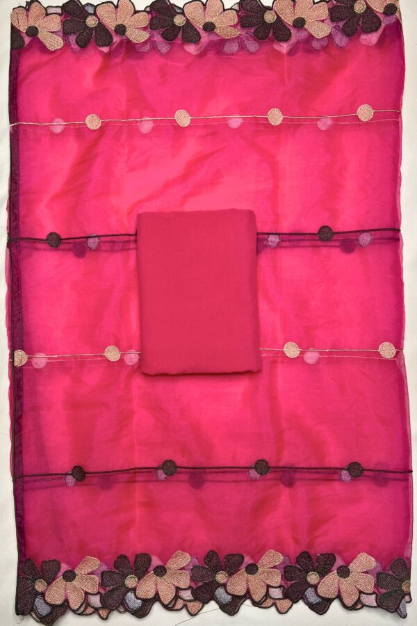 Fluorescent Pakistani Cut work Unstitched Suit