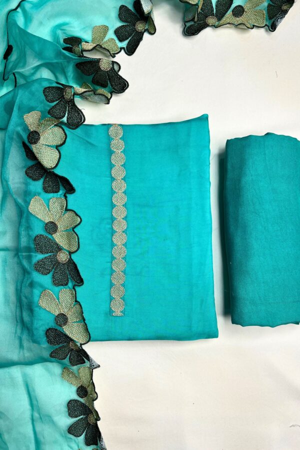 Fluorescent Pakistani Cut work Unstitched Suit