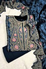 Navy Blue Original Velvet Pakistani Suit