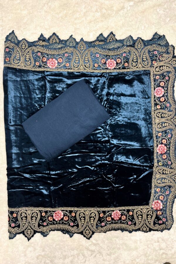 Navy Blue Original Velvet Pakistani Suit