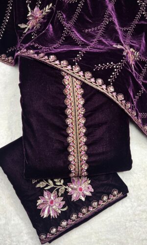Dark Micro Velvet Pakistani Suit