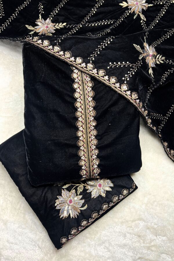 Dark Micro Velvet Pakistani Suit