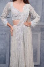 Elegant Ivory Handcrafted Draped Saree
