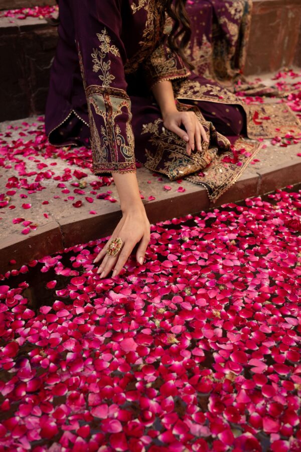 Purple Achkan Style Plazo Suit With Digital Prints And Dupatta