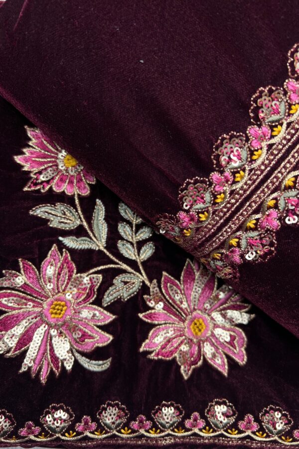 Dark Micro Velvet Pakistani Suit
