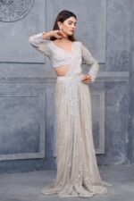 Elegant Ivory Handcrafted Draped Saree
