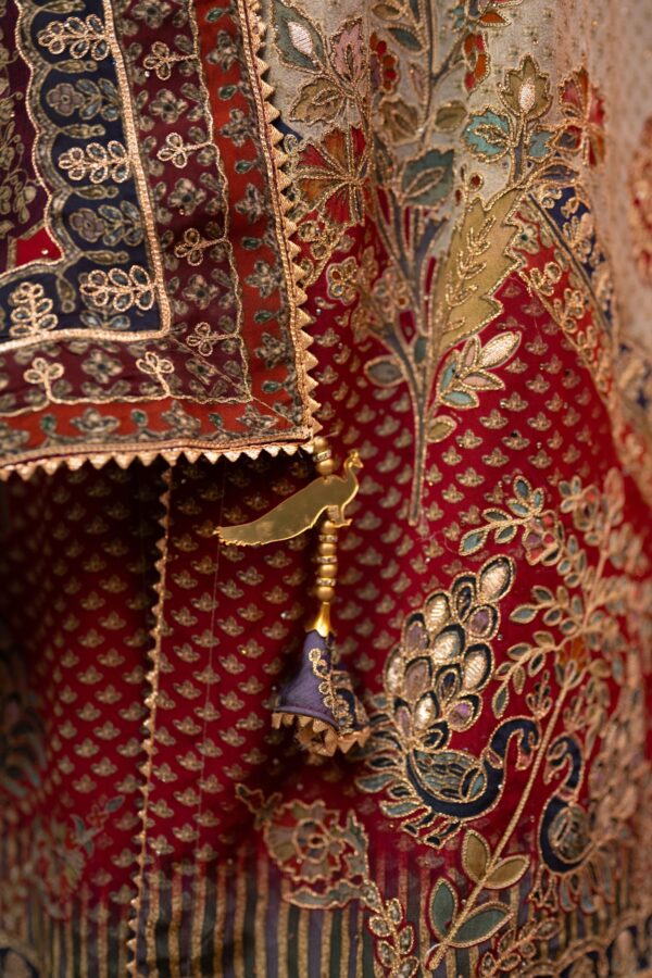 Multi Shade Pakistani Suit With odhani Dupatta and Golden Highlites