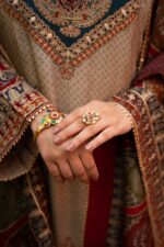Multi Shade Pakistani Suit With odhani Dupatta and Golden Highlites
