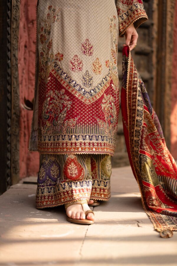 Multi Shade Pakistani Suit With odhani Dupatta and Golden Highlites