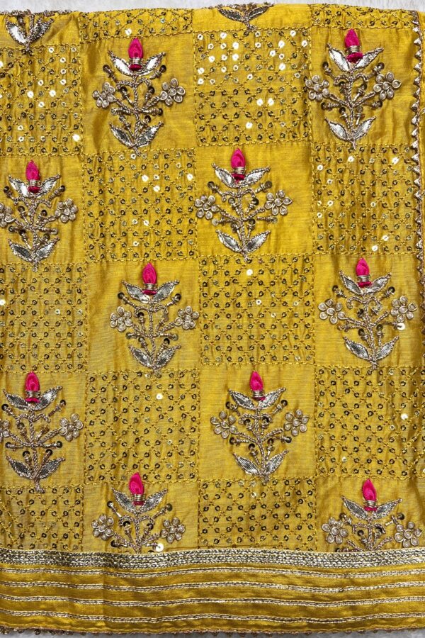 Bright Mustard Pure Chanderi Traditional Unstitched Suit