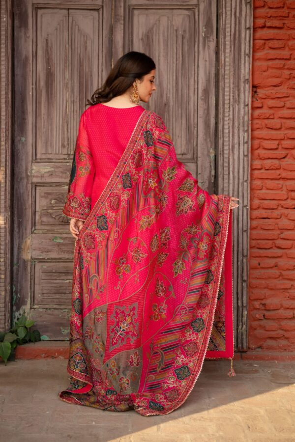 Elegant Dark Pink Long Ethnic Pakistani Suit With Printed Odhani Dupatta