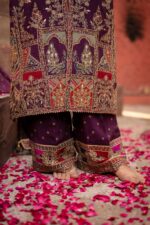 Purple Achkan Style Plazo Suit With Digital Prints And Dupatta