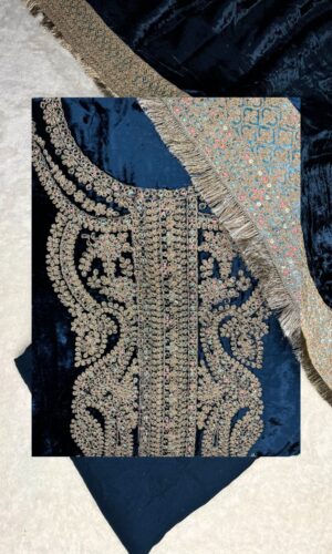 Double Contrast Pakistani Velvet Suit