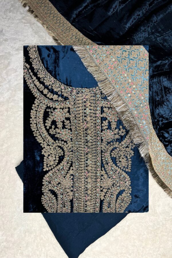 Double Contrast Pakistani Velvet Suit