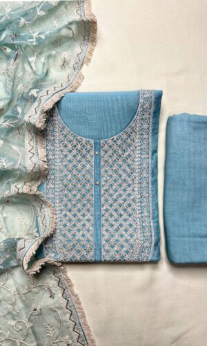 Ethereal Charm Pakistani Suit on Chanderi Silk with Sleek White Dori Workmanship