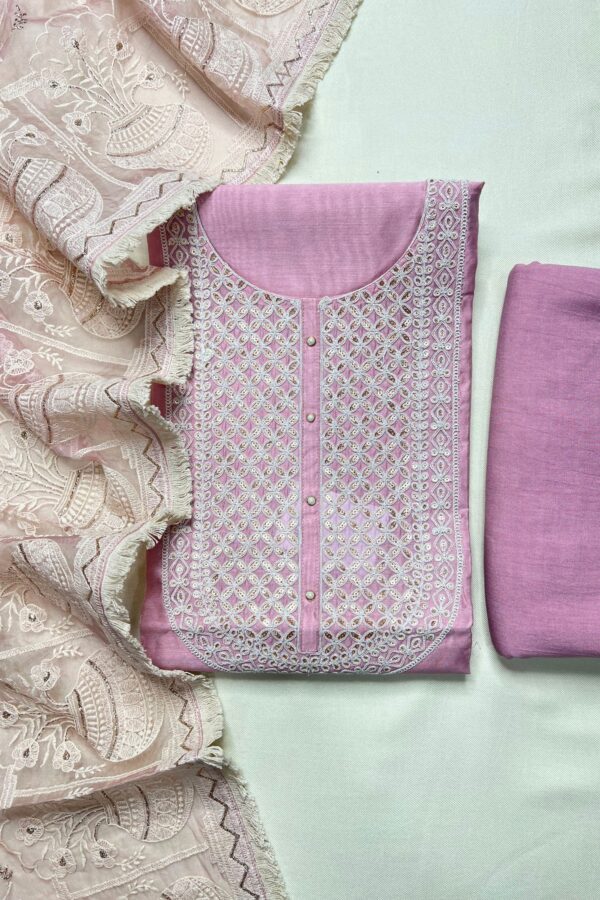 Ethereal Charm Pakistani Suit on Chanderi Silk with Sleek White Dori Workmanship