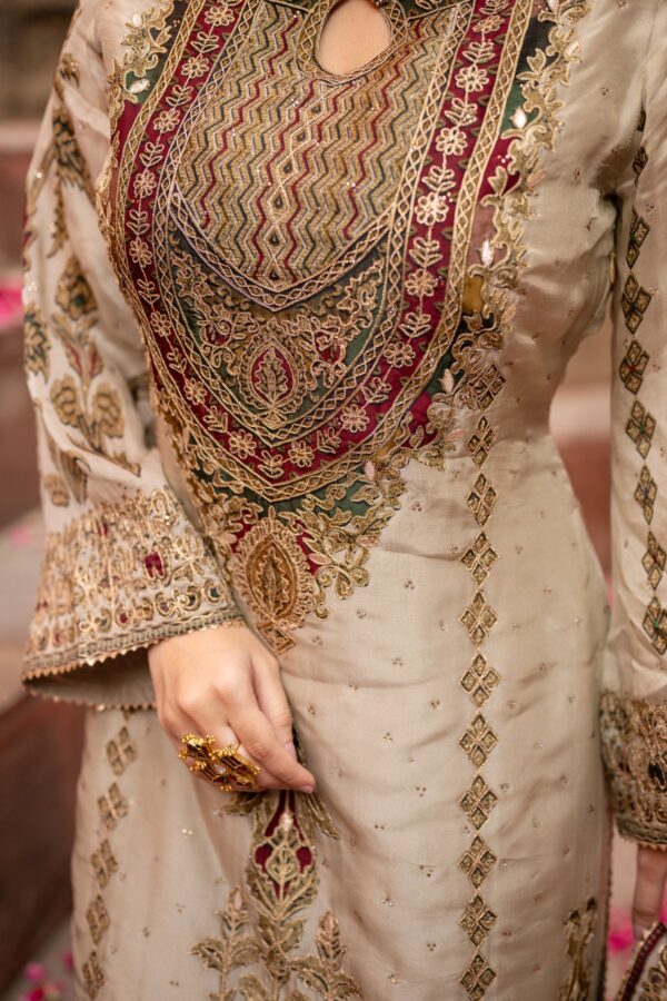 Golden Elegance Beige Pakistani Suit With Traditional Digital Printed Charm