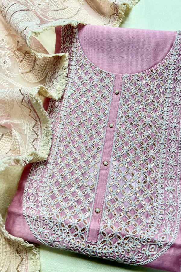 Ethereal Charm Pakistani Suit on Chanderi Silk with Sleek White Dori Workmanship