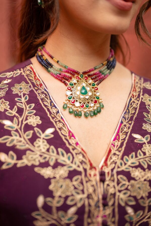 Purple Achkan Style Plazo Suit With Digital Prints And Dupatta