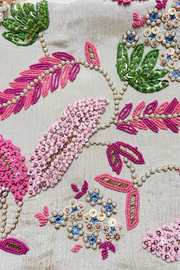 Elegant Aura Unstitched Suit with Sleek Beads Embroidery and Digital Printing