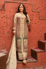 Elegant Cream Beige Pakistani Suit with Sleek Digital Prints Golden Highlights & Odhani  Dupatta